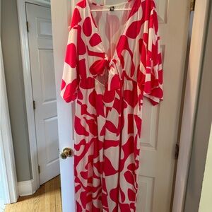 SHEIN Curve Pink and White Jumpsuit